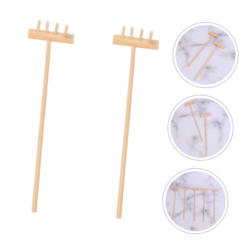 SAFIGLE 2pcs Mini Rake for Zen Garden Decoration Meditation Accessories