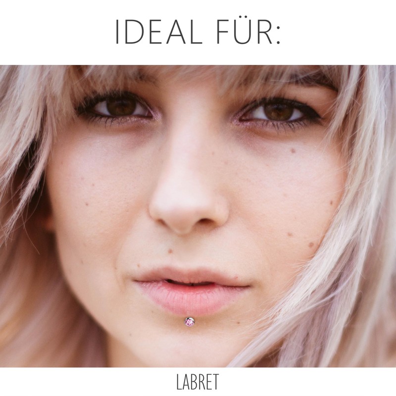 Stachelkleid Labret Piercing Titanium Zirconia Silver Push-in Without Thread Cartilage