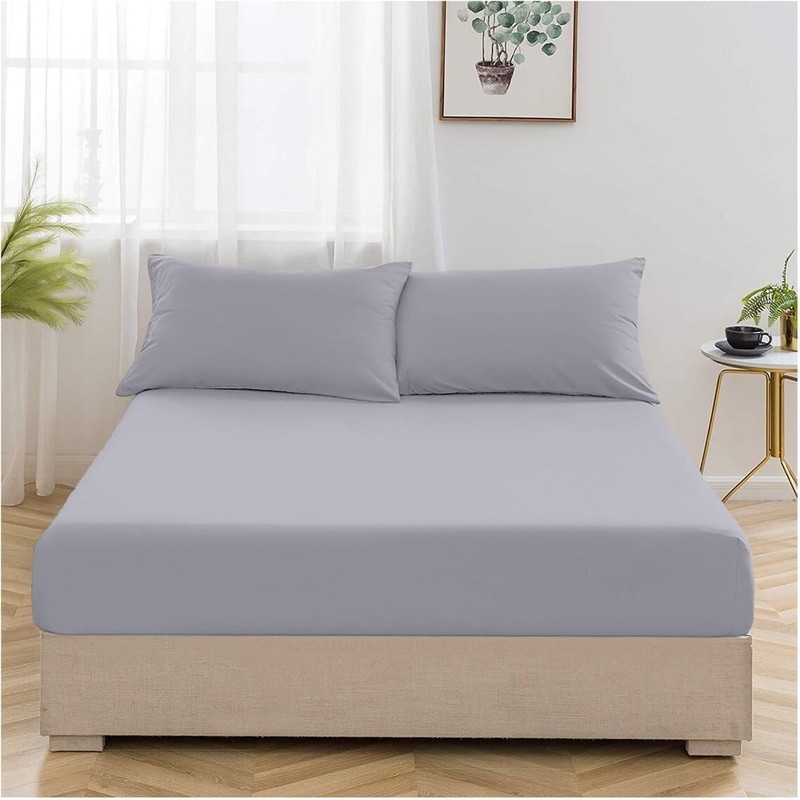 EV DEKOR Extra Deep Fitted Sheet Single, Grey - Deep