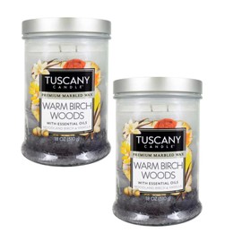 Warm Birch Woods Long-Lasting Scented JAR Candle (18 OZ)-2PACK, Gray