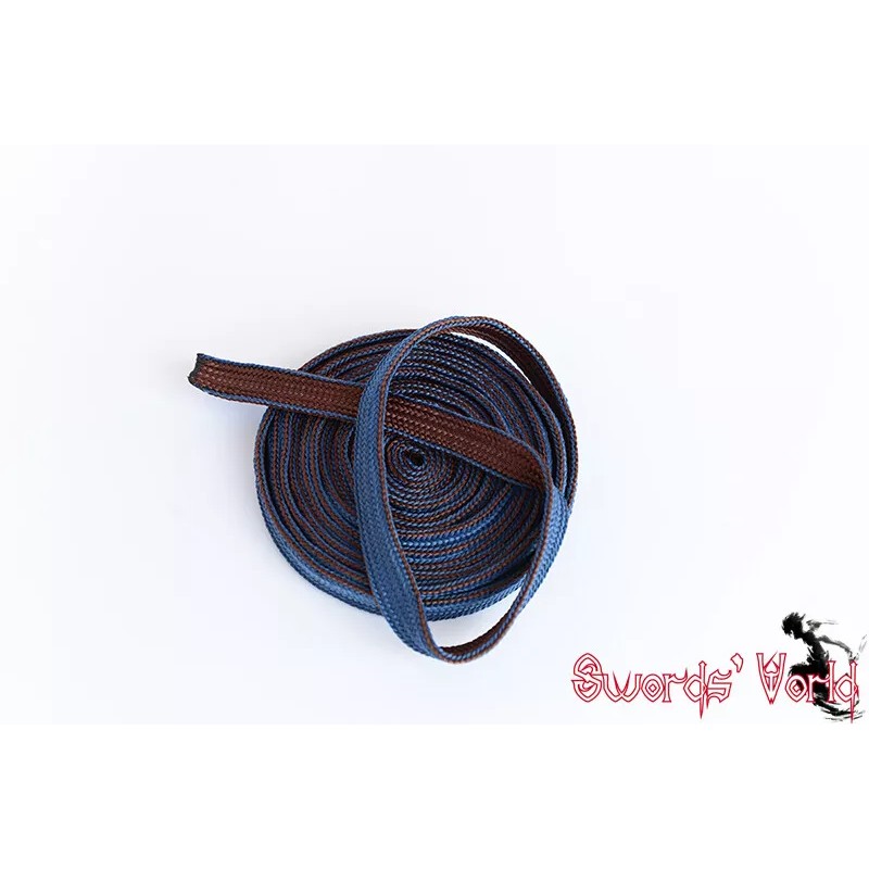 Brown & blue two side Synthetic Silk Sageo For Japanese