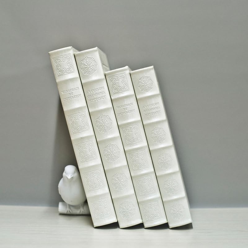 Decorative Books with White Faux Leather,Decorative Book Box for Home