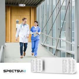 SPECTSUN Emergency Light White, Commercial Emergency Light with Battery Backup, Emergency Lighting Fixture/Emergency Light Combo/Emergency Sign Light//Emergency Light Home - 1 Pack (Square Head)