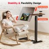 Okin Overbed Bedside Table with Wheels, Adjustable Medical Tilt Top