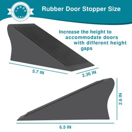 Eumtenr Large Rubber Door Stopper for Bottom of Door, Big Heavy Duty Solid Door Stopper Wedge, Black Sturdy Door Stops for Floor, Non-Slip Doorstop for Home Office School and Commercial Use, 2 Pack