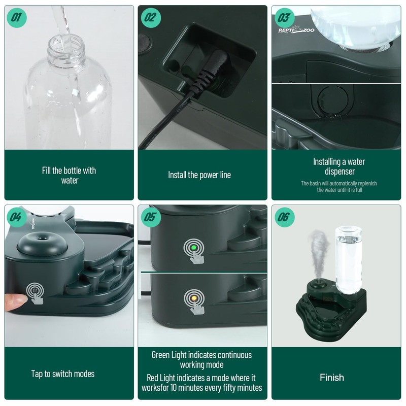 REPTI ZOO Water Feeder and Fogger, 2 in 1 Reptile