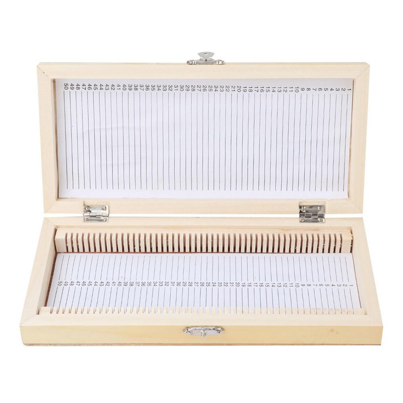 Microscope Slide Storage Box, Wooden Microslide Box, Holds 50 Place