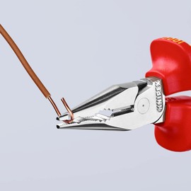 Knipex Needle-Nose Combination Pliers chrome-plated, insulated with multi-component grips, VDE-tested with integrated tether attachment point for a tool tether 145 mm 08 26 145 T