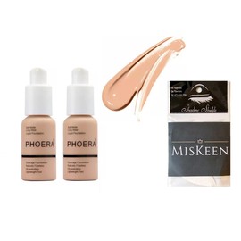 Phoera® Full Coverage Foundation Soft Matte Oil Control Concealer 30ml Flawless Cream Smooth Long Lasting (2 PCS SET) (F103 Warm Peach 2 pcs SET)