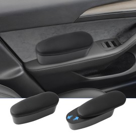BIXUAN Car Door Armrest Universal PU Leather Car Armrest Left Elbow Support Cushion with Storage Box Car Armrest Cushion Car Door Armrest Pad (2 Pack for Left and Right Doors)