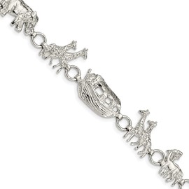 Auriga Fine Jewelry Sterling Silver Noah's Ark Bracelet 7' for Unisex Gift for Women, AFJ-QG-QG894-7