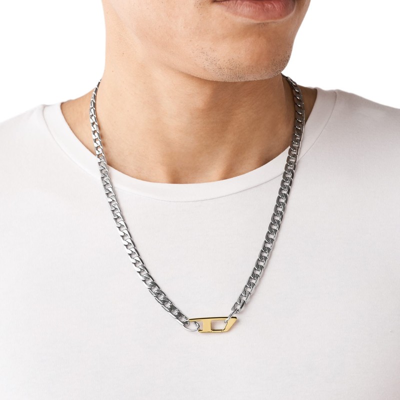 Diesel Men's Stainless Steel Chain Necklace, Stainless Steel, No Gemstone