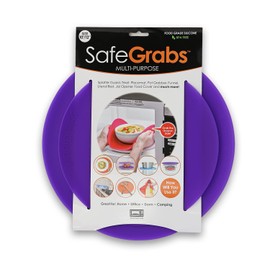 Safe Grabs: Multi-Purpose Silicone Original Microwave Mat as Seen on Shark Tank | Splatter Guard, Trivet, Hot Pad, Pot Holder, Minimize Mess (BPA-Free,Heat Resistant,Dishwasher Safe), Set of 2 Purple