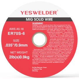 YesWelder 2 Lbs Roll ER70S-6 Mild Steel MIG Welding Wire .035" (0.9 mm)