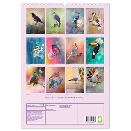 Wunderbare märchenhafte Welt der Vögel (Wandkalender 2025 DIN A3 hoch), CALVENDO Monatskalender [Calendar] Kavodedition Switzerland
