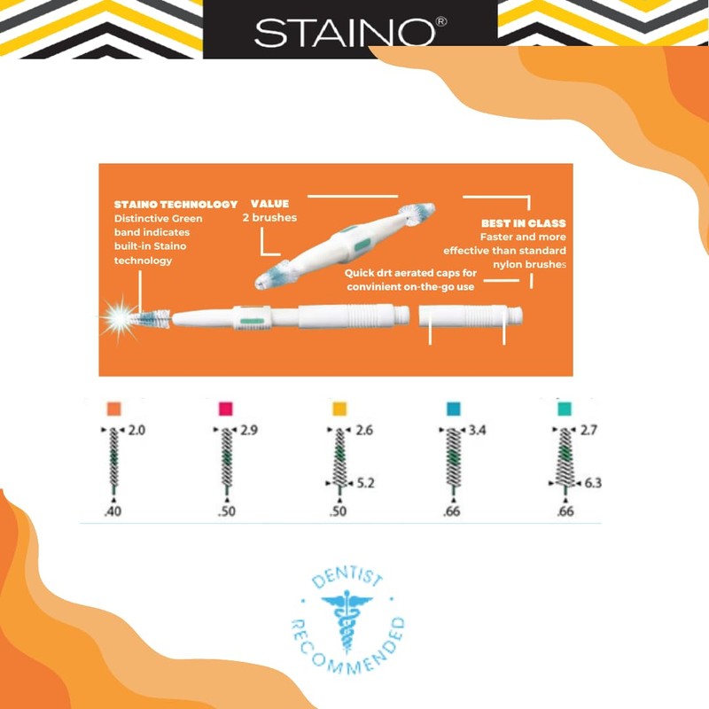 Staino Twins Interdental Brush Dual-Ended Travel Brush, Minis, Microfine Brush,