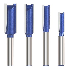 Vearter Double Flute Straight Router Bit Set 1/4 Inch Shank 4PCS, Woodworking Milling Cutter Tool for Groove, Dado, Hollow - 1/4", 5/16", 3/8", 1/2" Cutting Dia