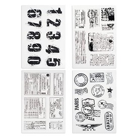 4 temas, 34 sellos transparentes, sello transparente de goma retro, sello transparente de silicona transparente para hacer tarjetas, decoración de álbumes de recortes, estilo A