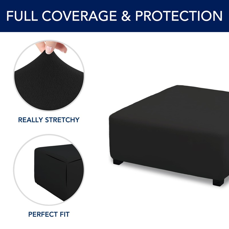 PureFit Super Stretch Form Fit Square Ottoman Cover Rectangle -