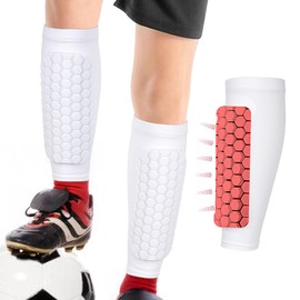 Linkidea Honeycomb Football Shin Pads for Kids Teens, Lightweight Football Shin Pads Cover, Breathable and Easy to Put on Football Shin Pads (1 Pair/Black, S)