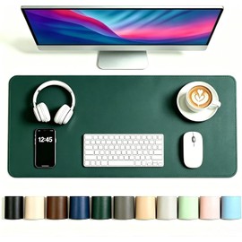 Protector Grande de Escritorio de Cuero PU – Alfombrilla Antideslizante para Ratón y Estera de Escritura para Oficina/Hogar, Impermeable, Fácil de Limpiar (30cm x 41cm, Verde Oscuro)