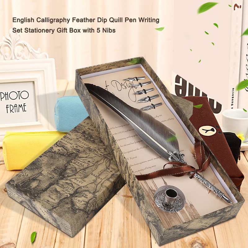 English Calligraphy Feather Dip Quill Pen Writing Set Stationery Gift