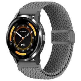 EverAct 22mm Magnetic Braided Nylon Band Compatible with Garmin Vivoactive 4/Venu 3/Venu 2/Venu 4 45mm, Elastic Loop Stretchy Wristband Strap Replacement for Forerunner 265/255/255 Music Men Women