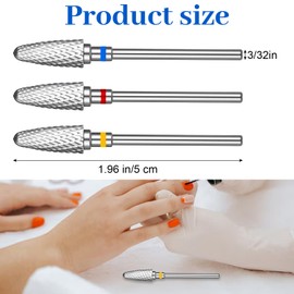 Qianyu 3PCS 3/32" Carbide Nail Drill Bit, Cone Tungsten Drill Bit Set Professional Drills Machine Accessory Remove Acrylic Hard Gels Quickly and Safely for Nail Art Manicure Pedicure