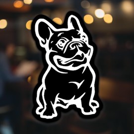 Frenchie French Bulldog Vinyl Decal Sticker for Cars Trucks Windows Bumpers Walls Laptops Skins - 5.5 Inches at Largest Point - White On Black Background - KCD3290