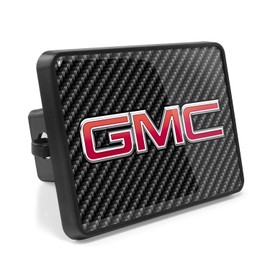 iPick Image, Compatible with - GMC Logo UV Graphic Carbon Fiber Look Metal Face-Plate on ABS Plastic 2 Tow Hitch Cover