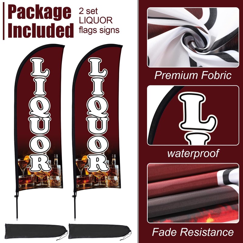 Buryeah 2 Sets Liquor Feather Flag Pole Kit, 7 ft
