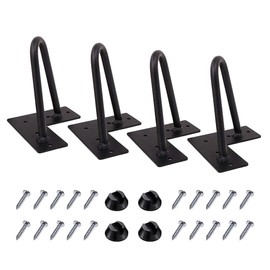 MSOBAIW Hairpin Legs 4 inch Set of 4, DIY Furniture Metal Table Legs Perfect for Cabinet, Wardrobe, TV Cabinets, Drawers, Nightstand, 3/8" Diameter Satin Black Two-Rod Mid Century Modern Style