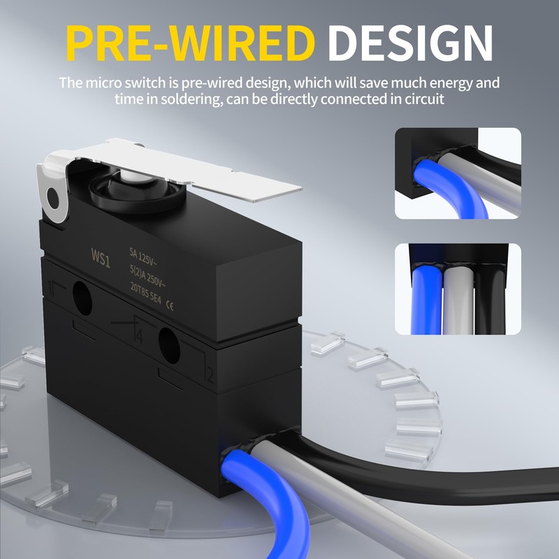 Joinfworld Waterproof Micro Limit Switch with Hinge Lever 6A 12V