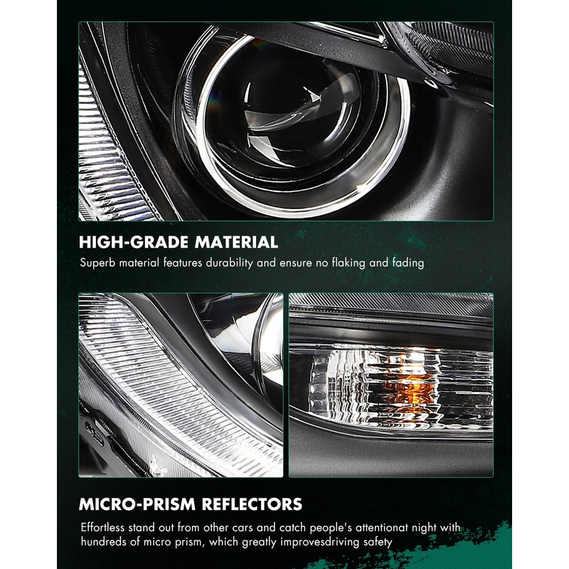 SCITOO Headlight Assembly Fit 2015-2017 for Chrysler 200 Trim Right