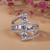 COSJOOHY 925 Sterling Silver Sparkling Full Diamond Rings Three Row