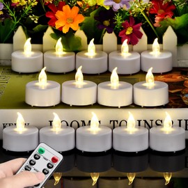 LED Tea Light Candles with Remote Control,Flickering Flameless Candle,Long Lasting 400+Hours,Battery Operated,with Timer for Home Decoration Seasonal &Festival Celebration WarmWhite (12pcs)