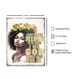 African Americans Inspirational quote - Black women Christian Art - Black Girl spiritual Gifts - Faith God Wall Decor - African American Wall Art - positive Quotes Inspiration Saying - religious Decor