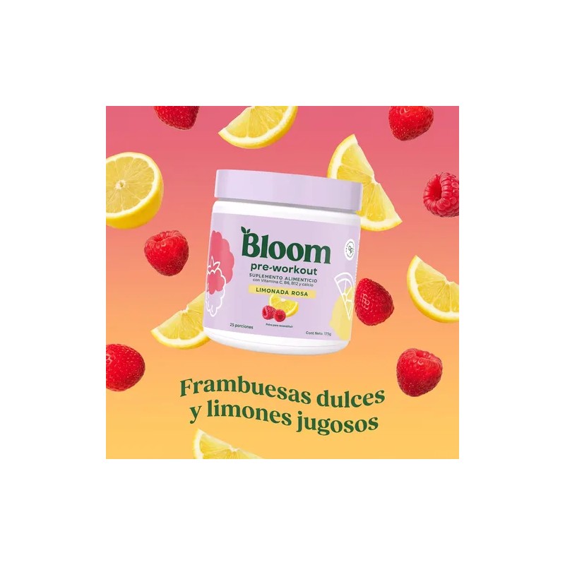 Bloom Pre Workout Alta Energía De Limonada Rosa Tarro 25porc