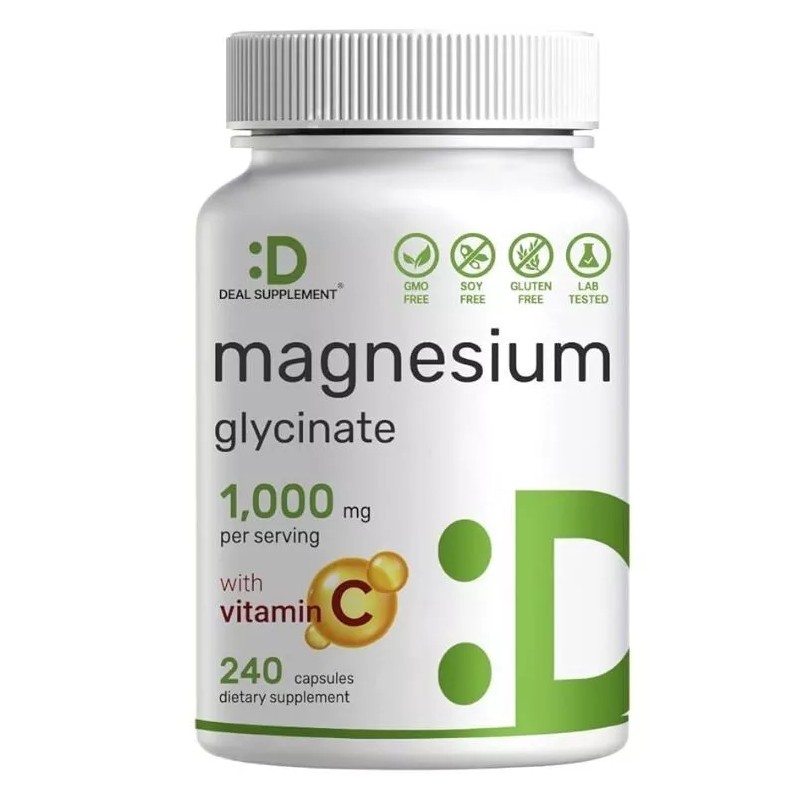 Deal Supplement Magnesium Glycinate 500mg / 1000mg Plus Vitamin C,