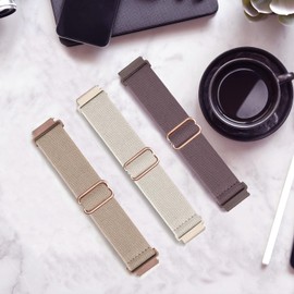 TUCOMO 3 Pack Stretchy Nylon Watch Bands Compatible with Garmin Venu Sq/Venu Sq 2 / Venu/Venu 2 Plus, 20mm Loop Elastic Straps for Garmin Vivoactive 5 / Vivoactive 3 Women Men