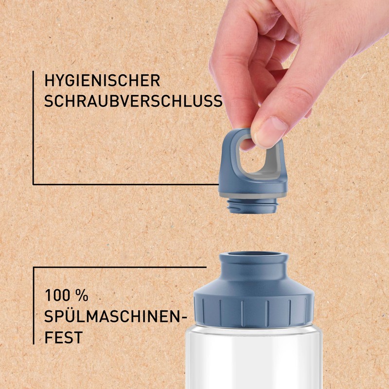 Emsa Drink2Go Eco Water Bottle, 0.7 Litres, Reusable, Leak-Proof, ISCC