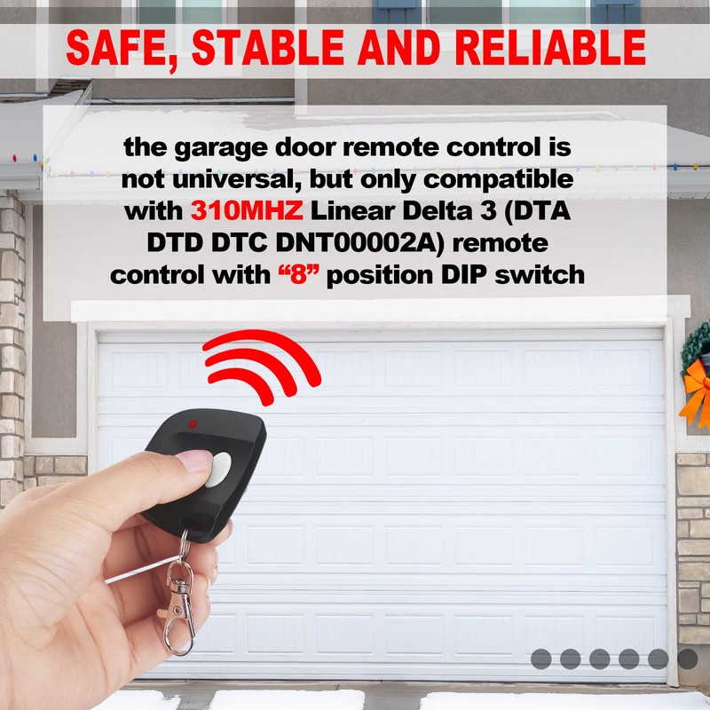 Kingdder 3 Pcs 8 Dip Switch 310mhz Garage Door Remote
