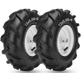 13x5.00-6" Tiller Tire and Wheel, 1" Axle Size 13x5.00-6 Tiller Tires Compatible with Troy-Bilt, Tractor, Trencher, Tillers Replacement Tire, 3-1/8" Centered Hub 4Ply Pneumatic Rubber Tires