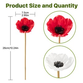 Floral Kingdom 10" Artificial Flowers - Real Touch Latex Anemone Poppy 8 Pack for Wedding, Mother’s Day, Hotel/Home Decor (Orange)