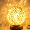 LED Bedside Table Lamp Dimmable 3W Creative USB Rattan Ball