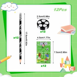 Delsen 36 Piece Football Party Bag Set Football Give Away 12 Football Pencils 12 Erasers Football 12 Football Flipper Football Birthday Children Football Party Gift
