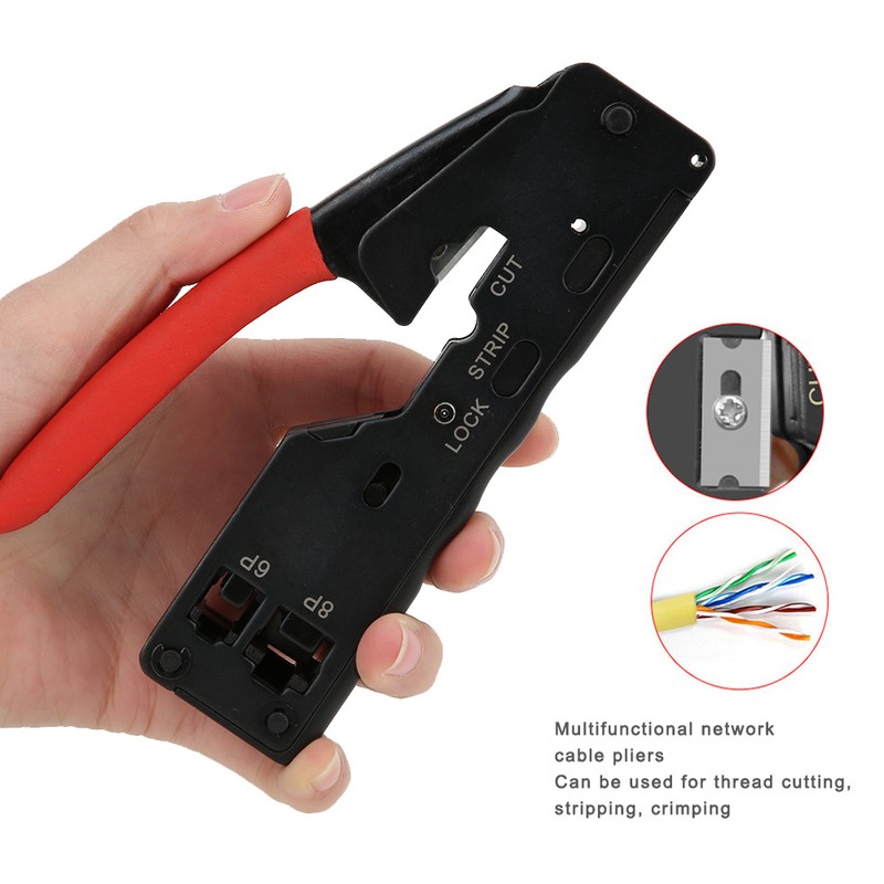 Multifunctional 6P8P Network Wire Crimper Stripper Cutter Crystal Head Crimping