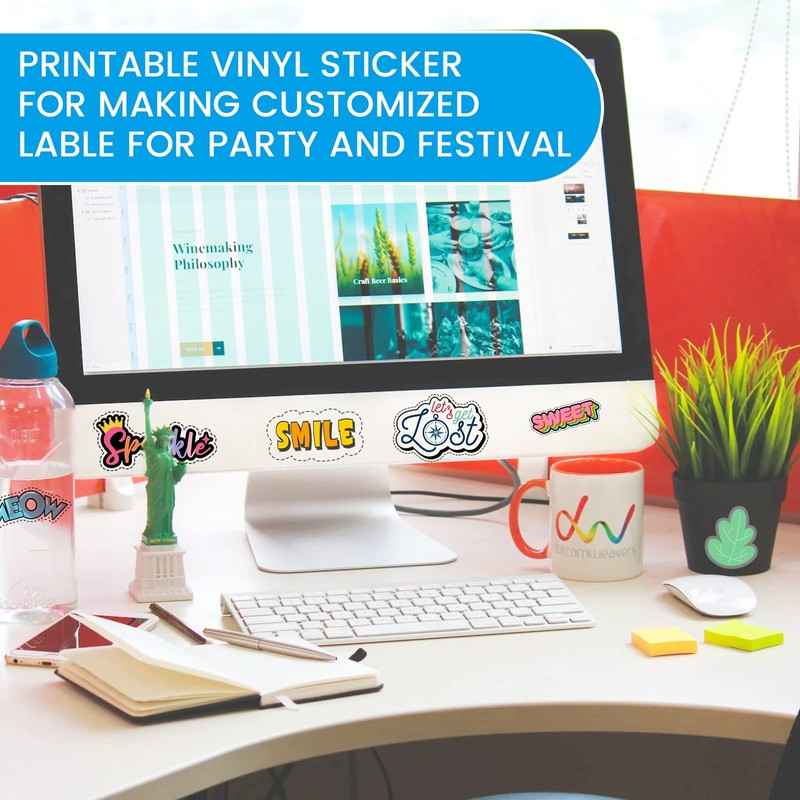 Uinkit 105Sheets Premium Clear Vinyl Sticker Paper for Inkjet Printer
