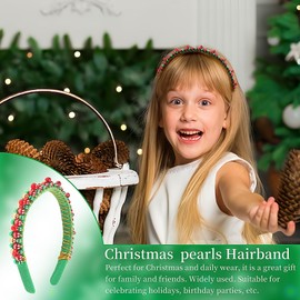 Doneace Christmas Headband Christmas Bell Hairband Green Red Gold Bells Headbands for Women Girl Hair Decoration Holiday Xmas Party Hair Accessories (1Pcs Green)