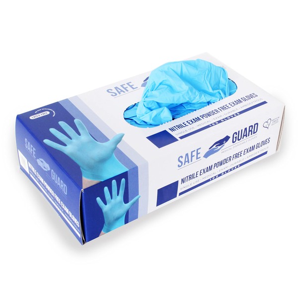 Safeguard Nitrile Exam Disposable Gloves, Powder Free and Latex Free, Multi Use Gloves, Food Service Use, 100 Count, Size X-Large , Blue